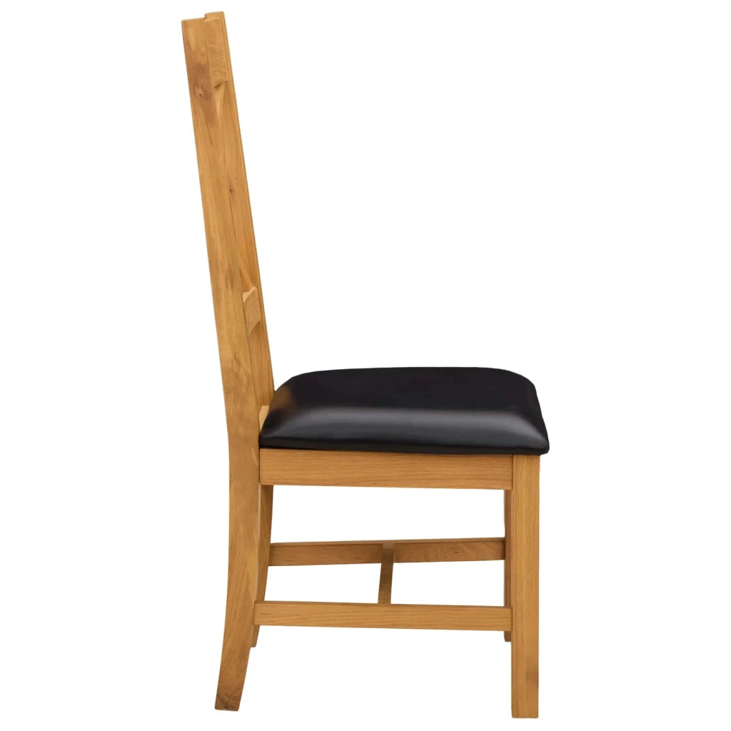 Sedia da pranzo 2 pcs Legno di Quercia Massello Nero 42039169