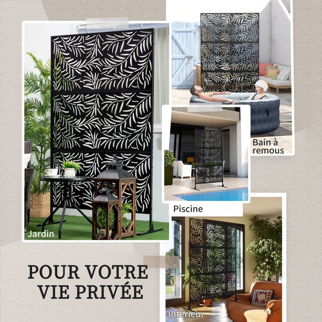 Pannello decorativo separ¨¦ esterno ¨C Xylo ¨C acciaio nero motivo salice 122x45x198 cm
