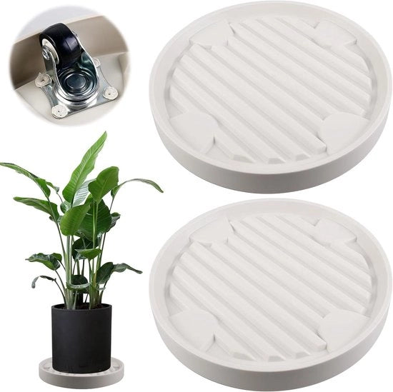 Rotoli per piante a rullo - Pacchetto da 2 - Diametro 31 x 31 cm - Tavola da rullo con ruote rotanti a 360° - Rullo per fiori per giardino all'aperto impermeabile (Beige)