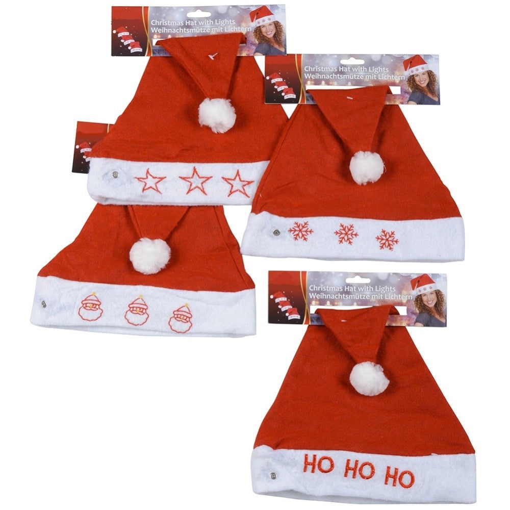Trade Shop - Cappello Di Babbo Natale Con Luci Led Diversi Modelli Natale Feste Travestimenti -