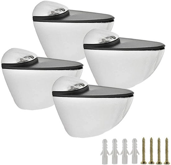 Set di sosteggi per tavole di alta qualità - Antiscivolo - Adattabile - In acciaio inox - Pacchetto da 4 pezzi - Idoneo per vetro o legno di spessore 3-20 mm - Sostegni per tavole di legno.
