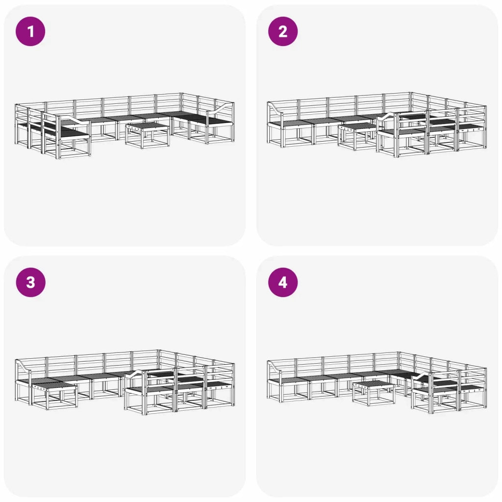 Set di divani da esterno 11 pcs Bianco Legno di Acacia Massello 3388338