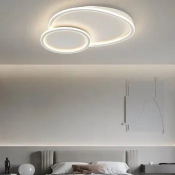 Plafoniera Da Soffitto LED Design 2 Cerchi 45W Con 3 colori di luce 3000k a 6500k Dimmerabile