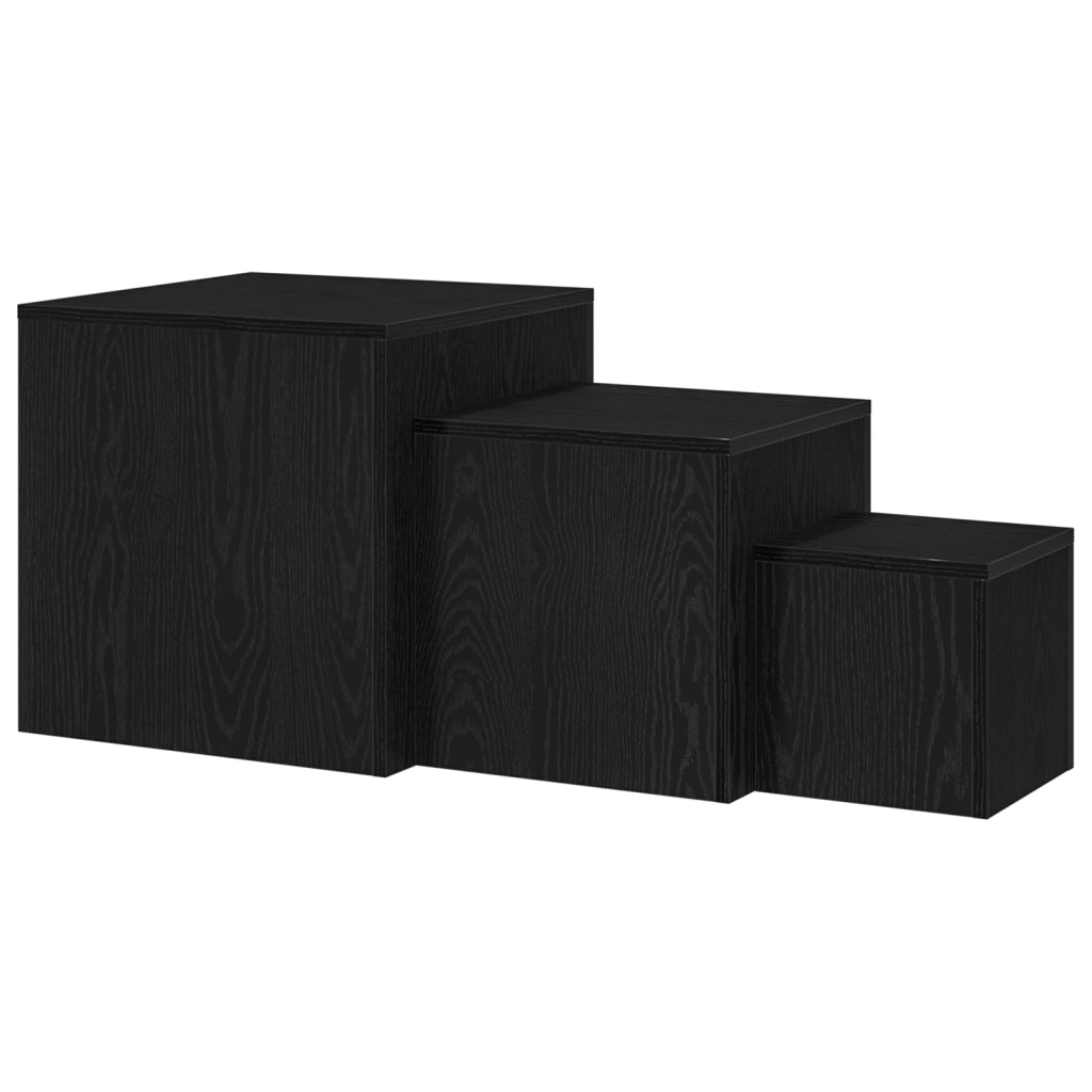 Set di 3 tavolini impilabili in legno ingegnerizzato nero