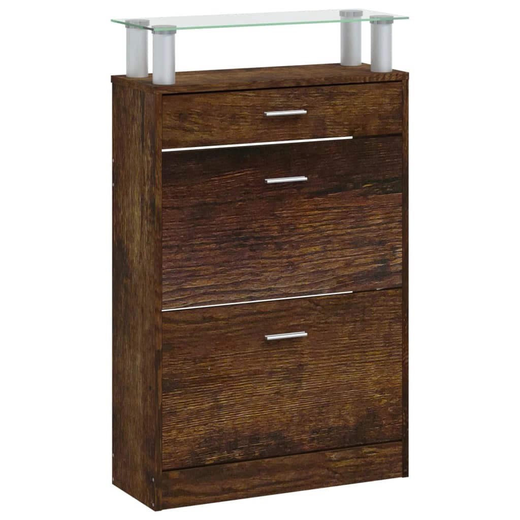 Scarpiera mobiletto portascarpe mobile per ingresso/corridoio/soggiorno 63 x 24 x 104 cm legno ingegnerizzato marrone 02_0021578