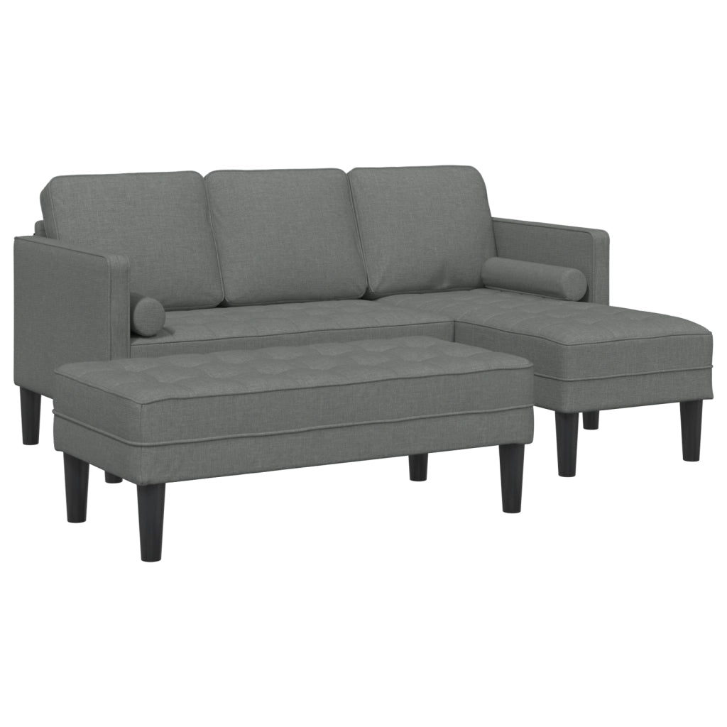 Set di divani 2 pezzi con cuscini in tessuto grigio scuro