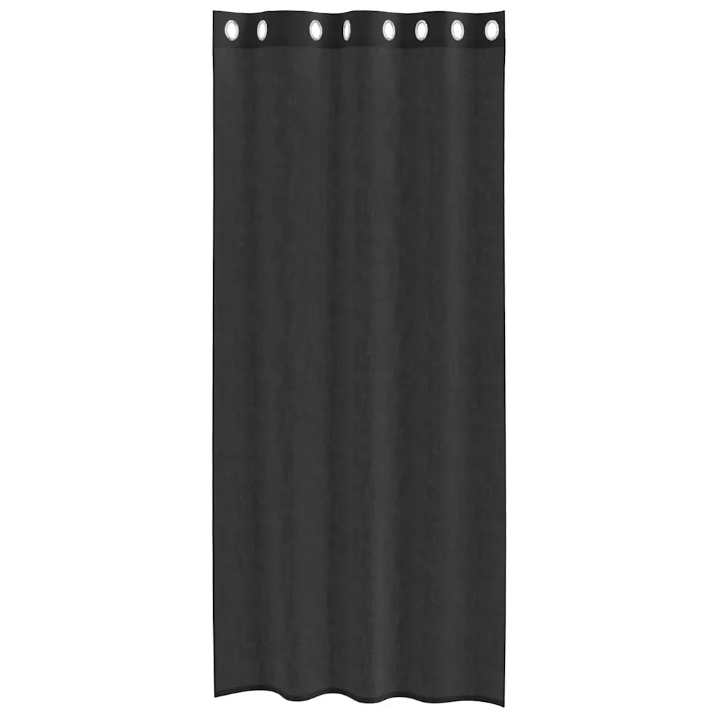 Tende in Voile con Occhielli 2 pz Nero 140x225 cm