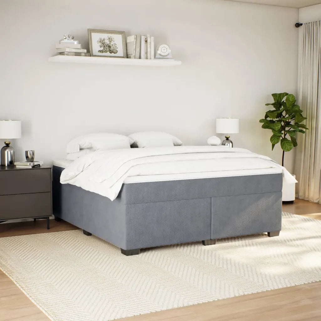 Giroletto a Molle con Materasso Grigio Scuro 180x200 cm Velluto 3285300