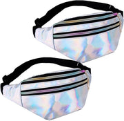 Borse a schiena holografiche per donne | Tasche a schiena impermeabile lucida | Viaggio, festa, sport | Set da 2