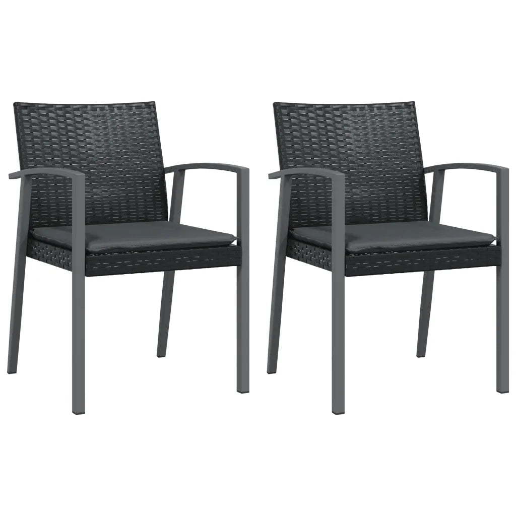 Sedie da Giardino con Cuscini 2pz Nere 56,5x57x83 cm Polyrattan 364096