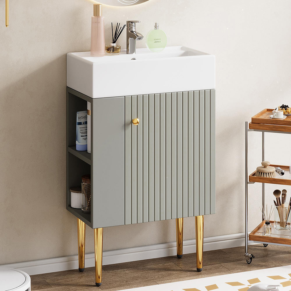 Mobile bagno con lavabo - Xylo - 55 cm grigio chiaro per ospiti