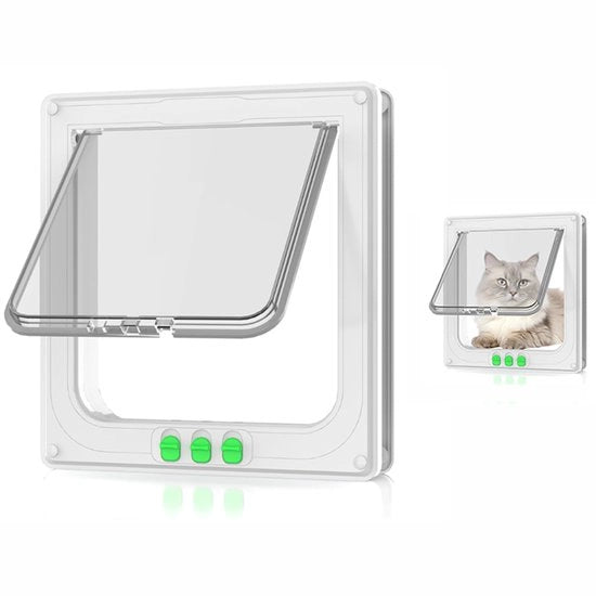 Porta cani - Porta cani Adatto per Hordeur (28 x 25cm) - Porta cani Hordeur - Porta cani interno - Porta per animali Hordeur - Porta gatti Hordeur - Porta cani finestra - Adatto per cani di taglia media e grande - Chiudibile - Bianco