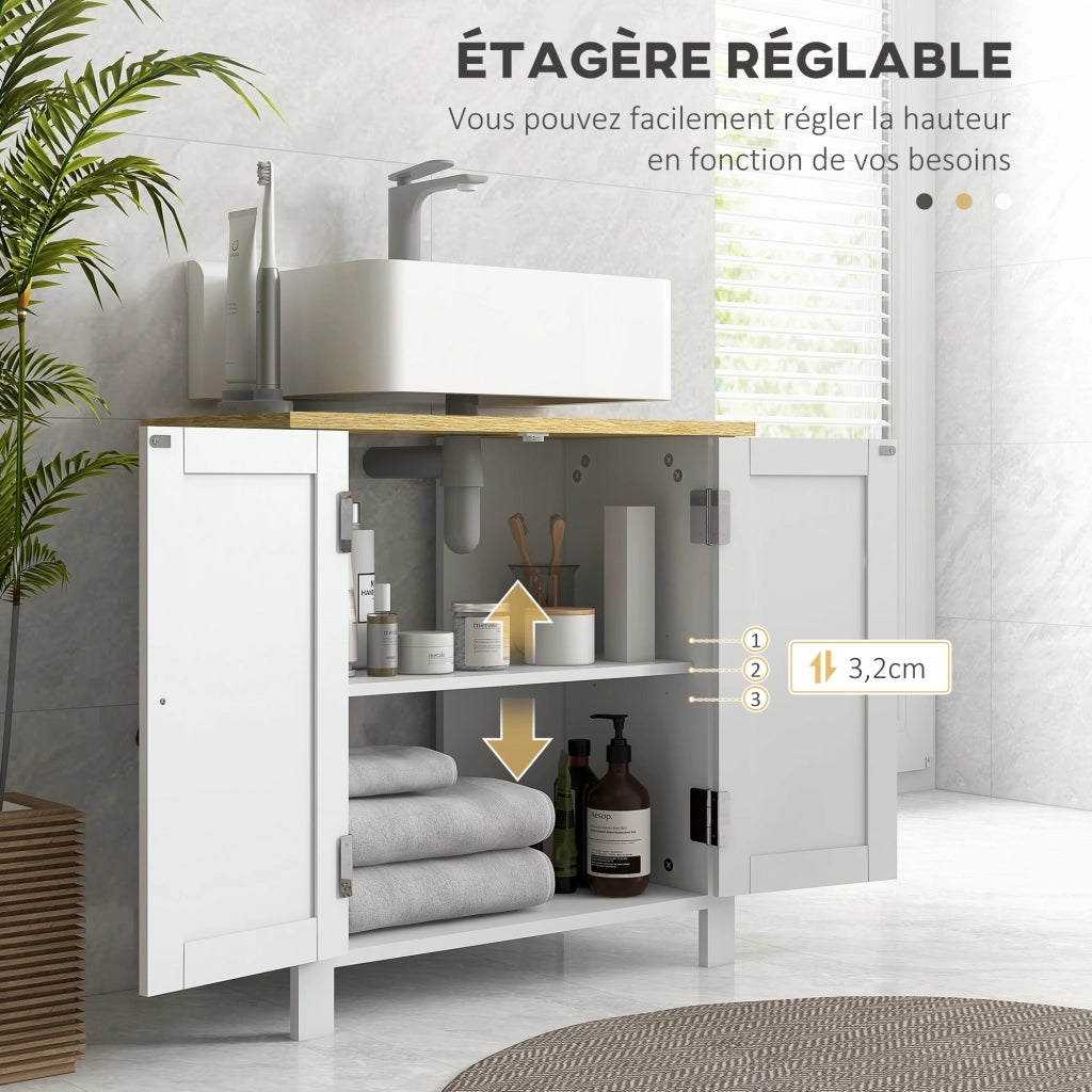 Mobile sottolavabo con ante e ripiani regolabili ¨C Zephmum ¨C Bianco 60x30x60 cm