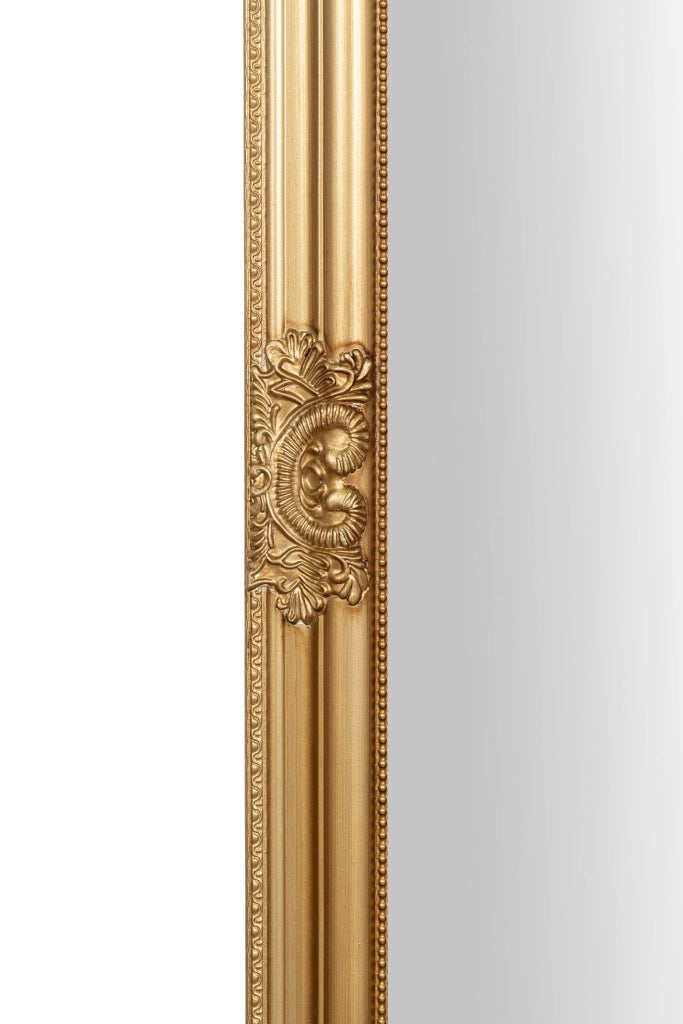 Biscottini Specchio Specchiera da parete e appendere verticale/orizzontale L72xPR4xH180 cm finitura foglia oro anticato.