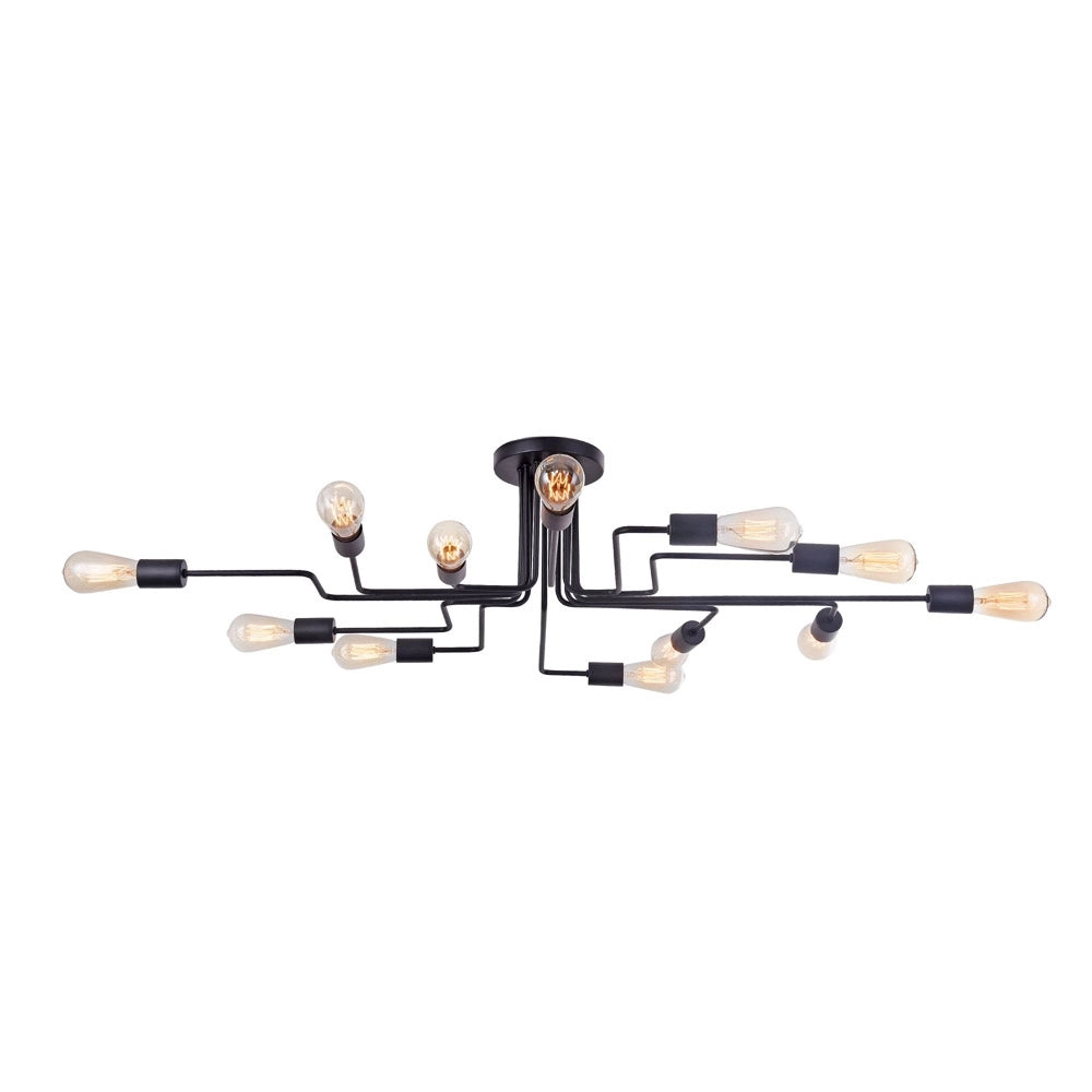Plafoniera Moderna Gilbert Metallo Nero 12 Luci