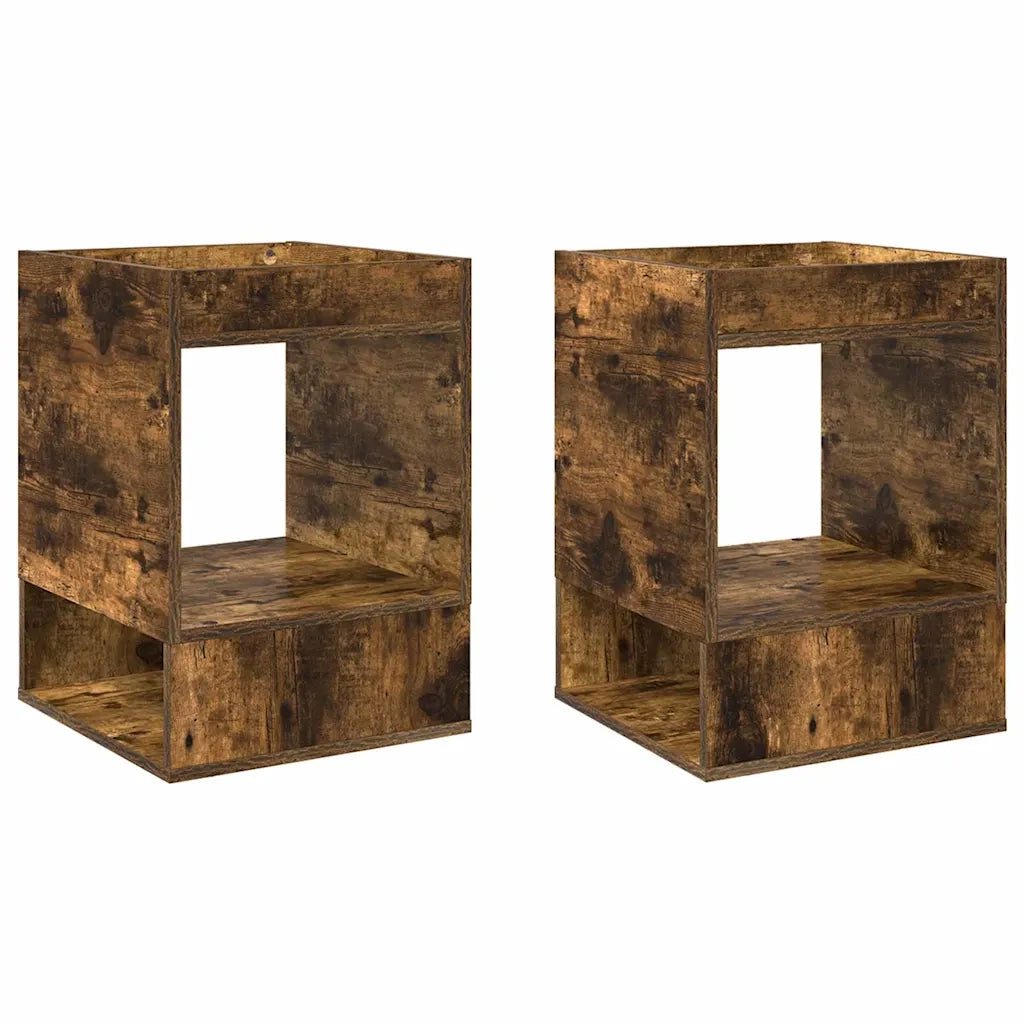Tavolino 2 pcs Rovere fumé 40 x 40 x 56 cm Legno multistrato