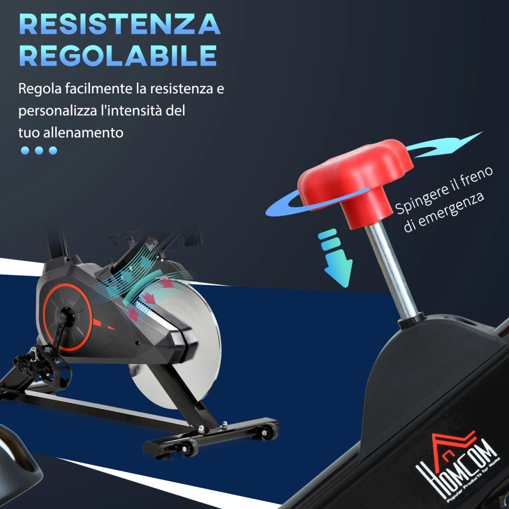 Cyclette da Casa con Resistenza Regolabile. Cyclette Professionale da Camera con Sella e Manubrio Regolabile. Monitor LCD. Sensore Battito Cardiaco Porta Celullare e Volano 6kg. Max.100kg