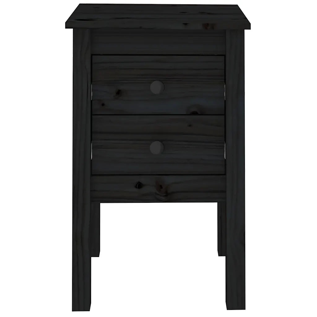 Comodini 2 pz Nera 40x35x61,5 cm in Legno Massello di Pino cod mxl 30426