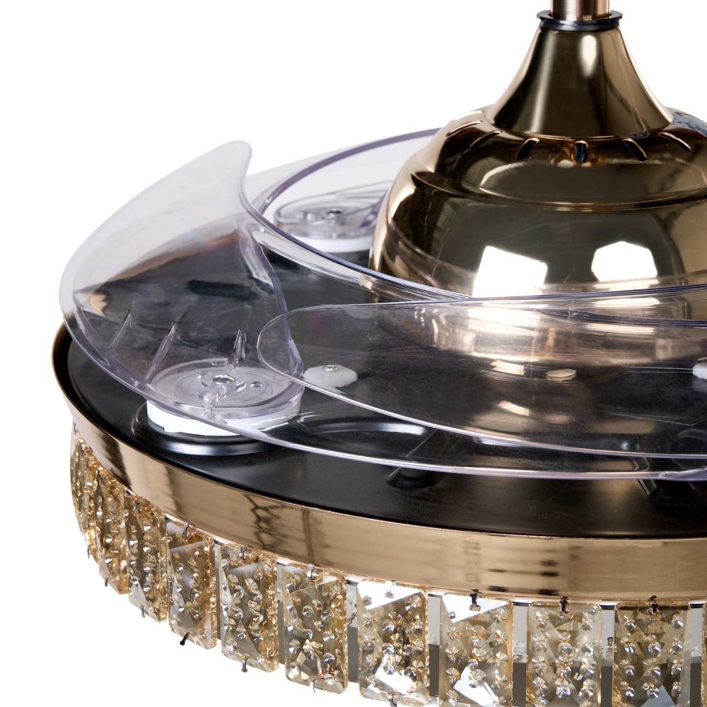Ventilatore da soffitto con regolazione della luce e della velocità oro stile moderno glam soggiorno