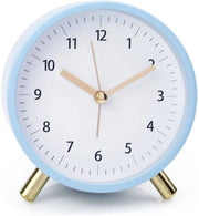 Orologio da Notte senza Suono di Allarme - Orologio Metallico Retro per il Comodino - Orologio Quartz Silenzioso con Luce da Tavolo e Funzione di Alarme - Adatto per Sonni Leggeri e Viaggi - Blu