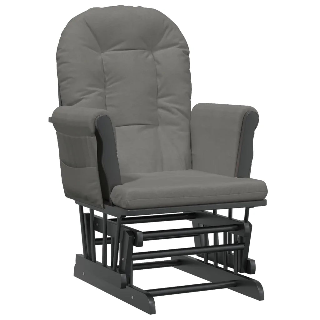 Poltrona | Sedia Relax Glider con Sgabello Grigio Scuro in Tessuto