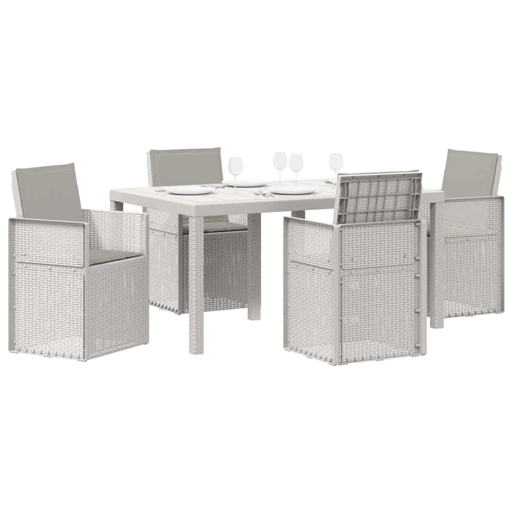 Set da Pranzo per Giardino 5 pcs Bianco e Grigio Chiaro PP 3430066