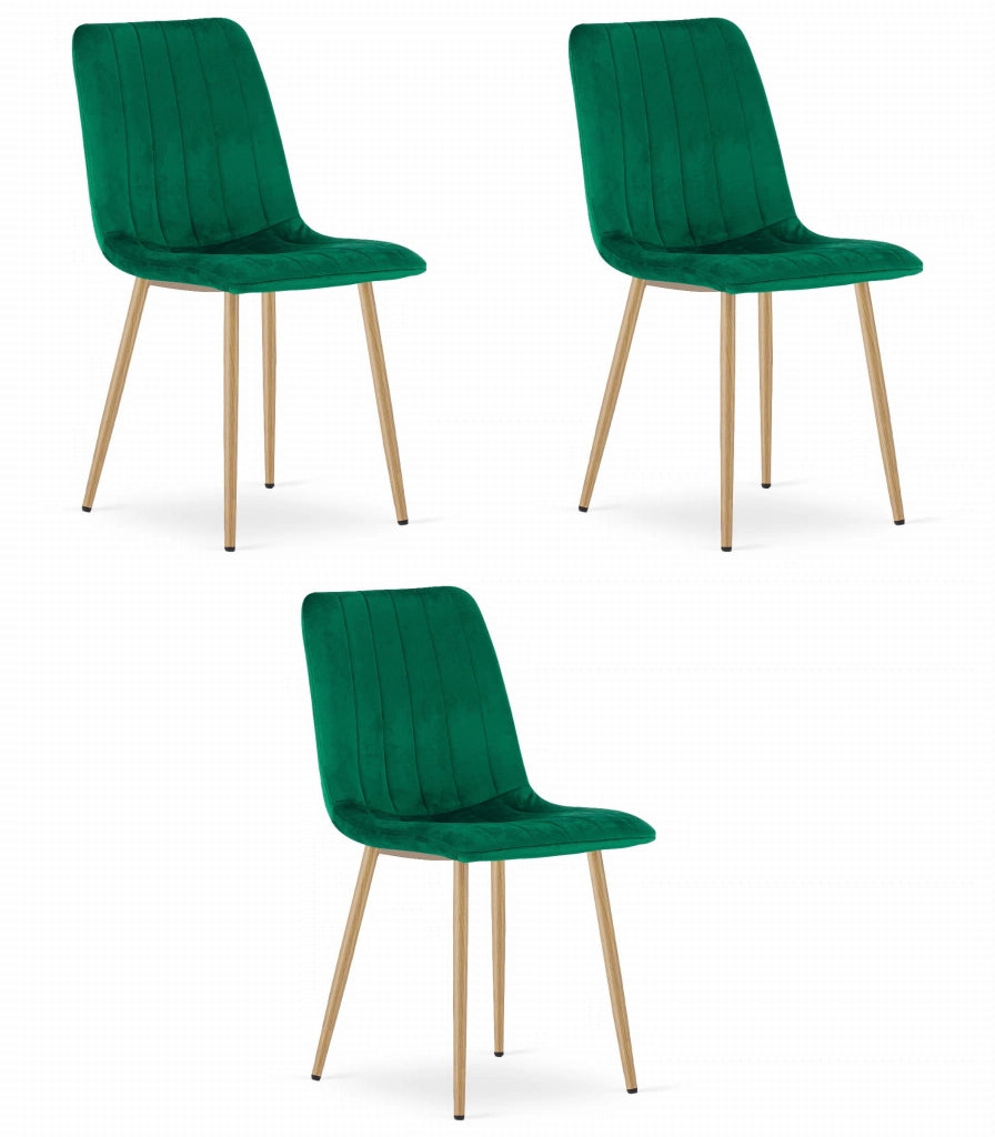 Sedia VALORA JEWA - Velluto verde scuro con gambe color legno x 3