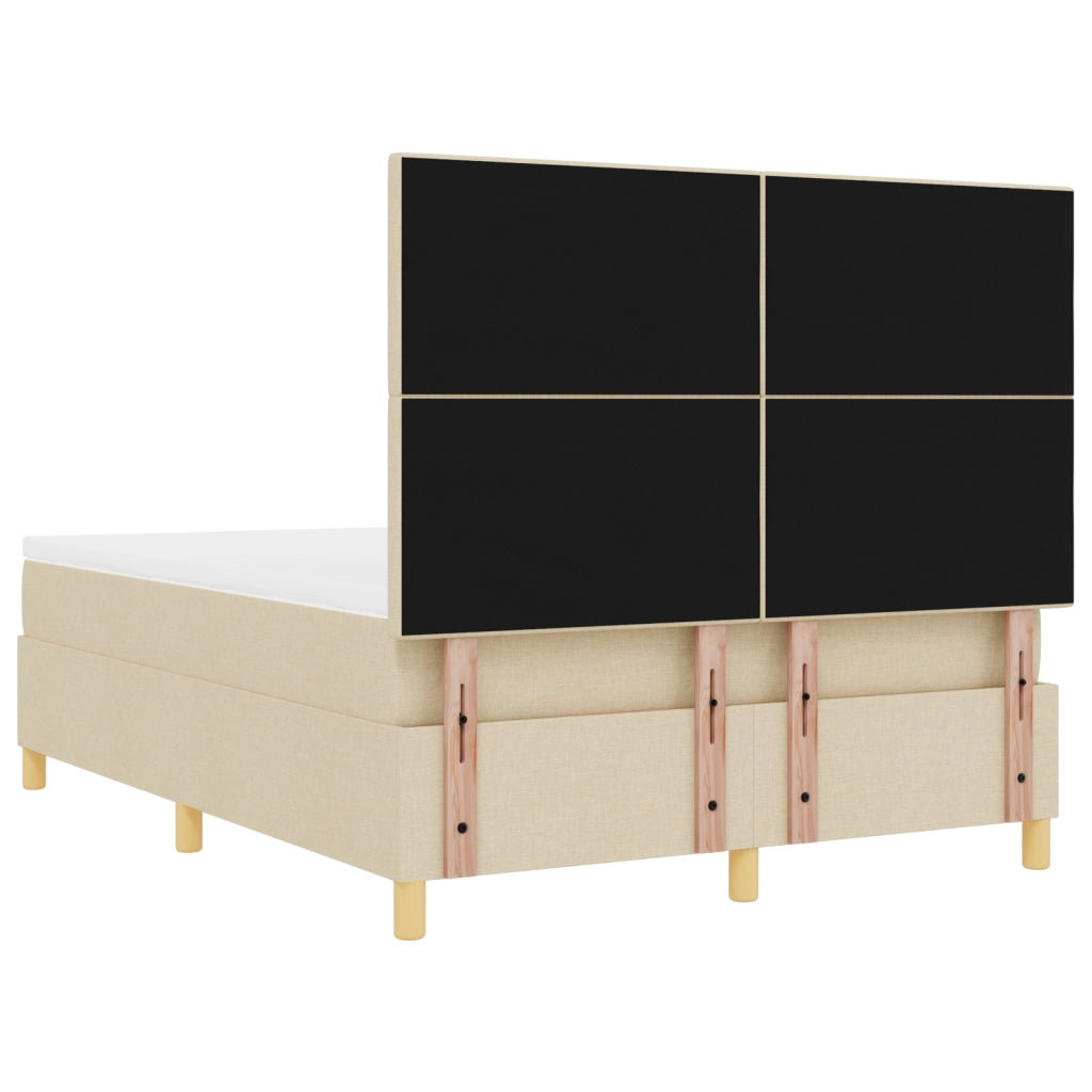 Letto con box spring e materasso crema 140x190 cm in tessuto
