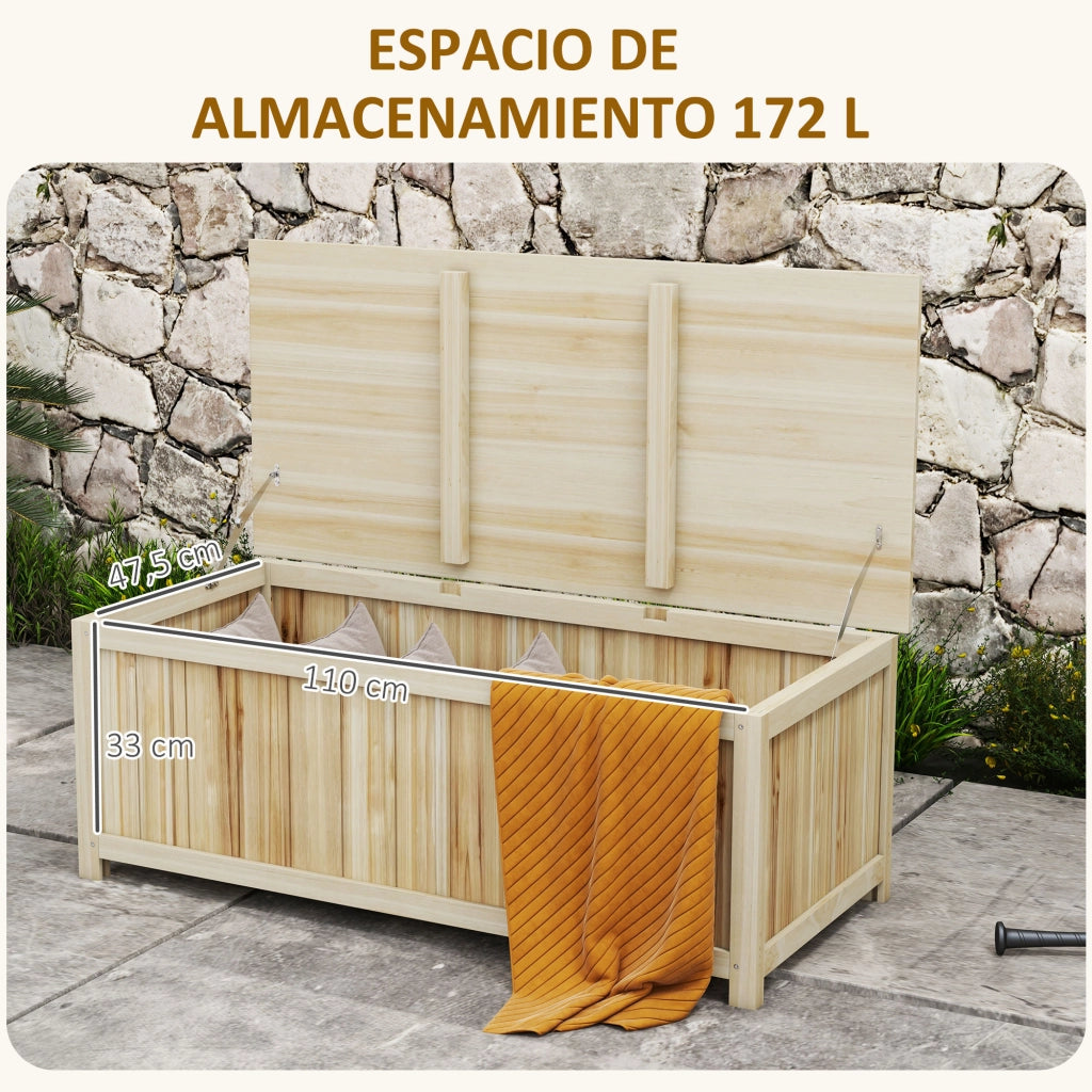 Baule da Giardino in Legno ¨C zephmum ¨C Naturale 172 L