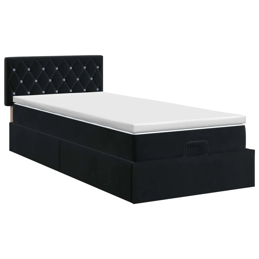 Letto ottomano con materasso Nero 100 x 200 cm Velluto 3457631