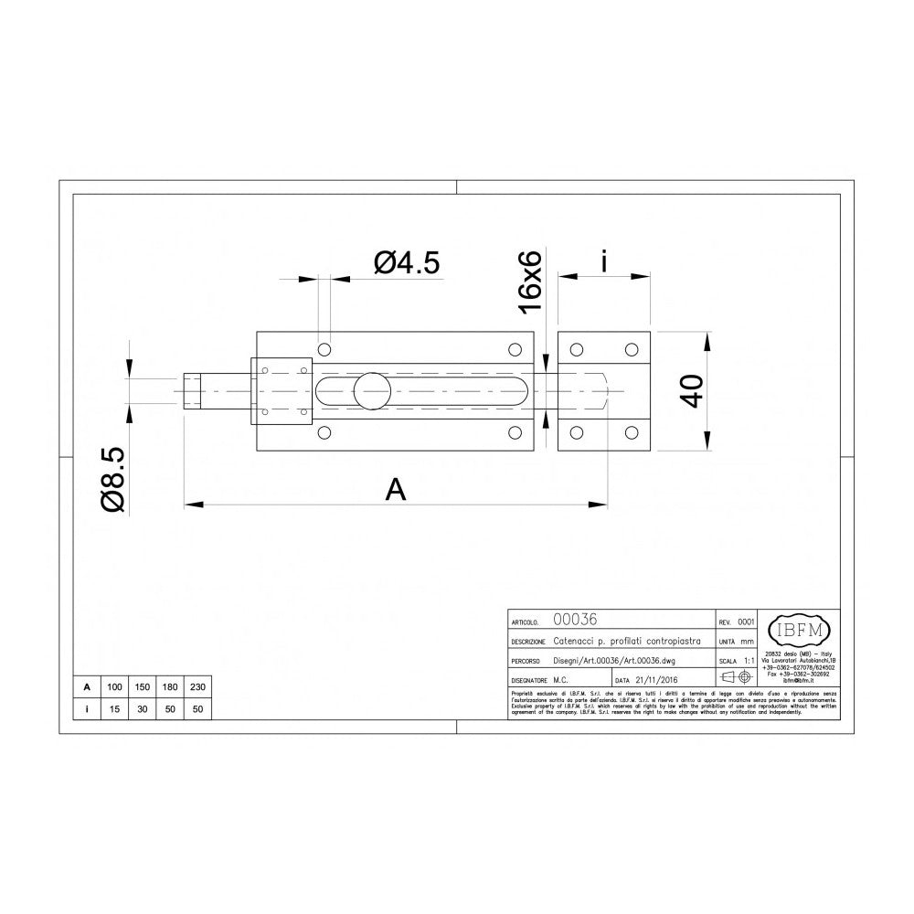 Catenaccio chiavistello da 10cm portalucchetto zincato