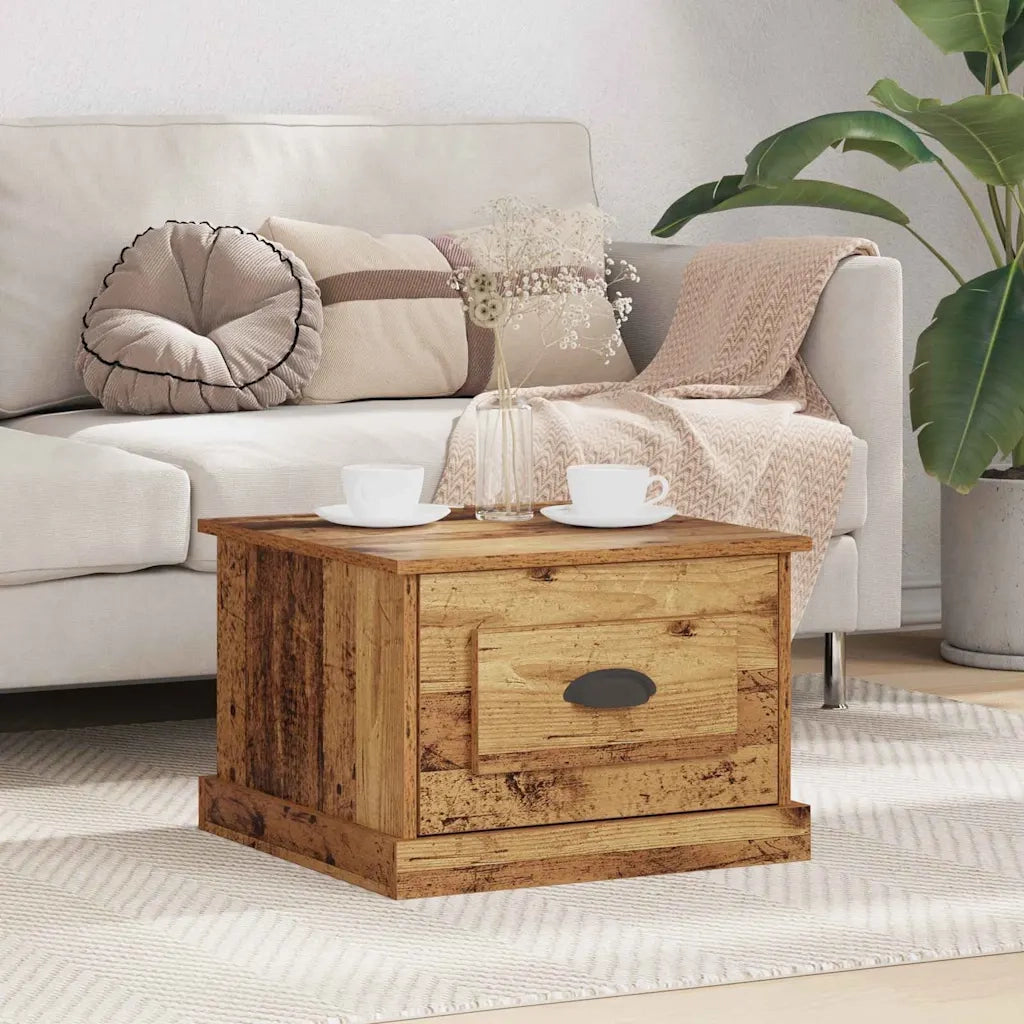 Tavolino da salotto con cassetto Legno vecchio 50 x 50 x 35 cm