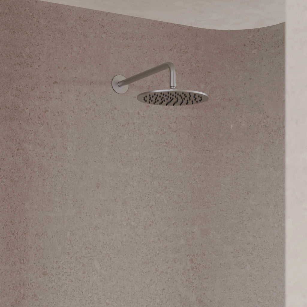 SINED Kit Braccio e Soffione Inox Satinato 30 cm da Parete in Acciaio 316L ideale per interni ed esterni resistente alla corrosione e perfetto per bagni moderni e ambienti outdoor