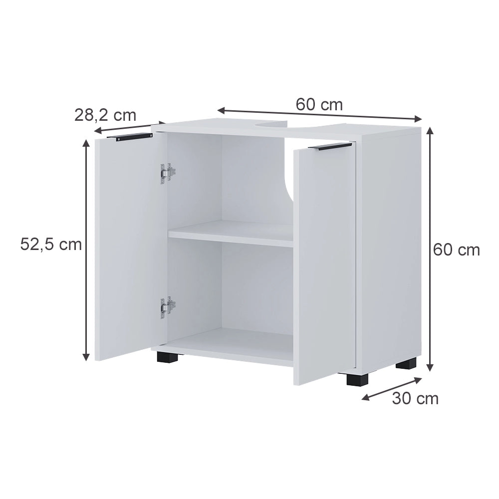 Vicco Mobile sottolavabo per bagno Bianco 60 x 60 cm con porte