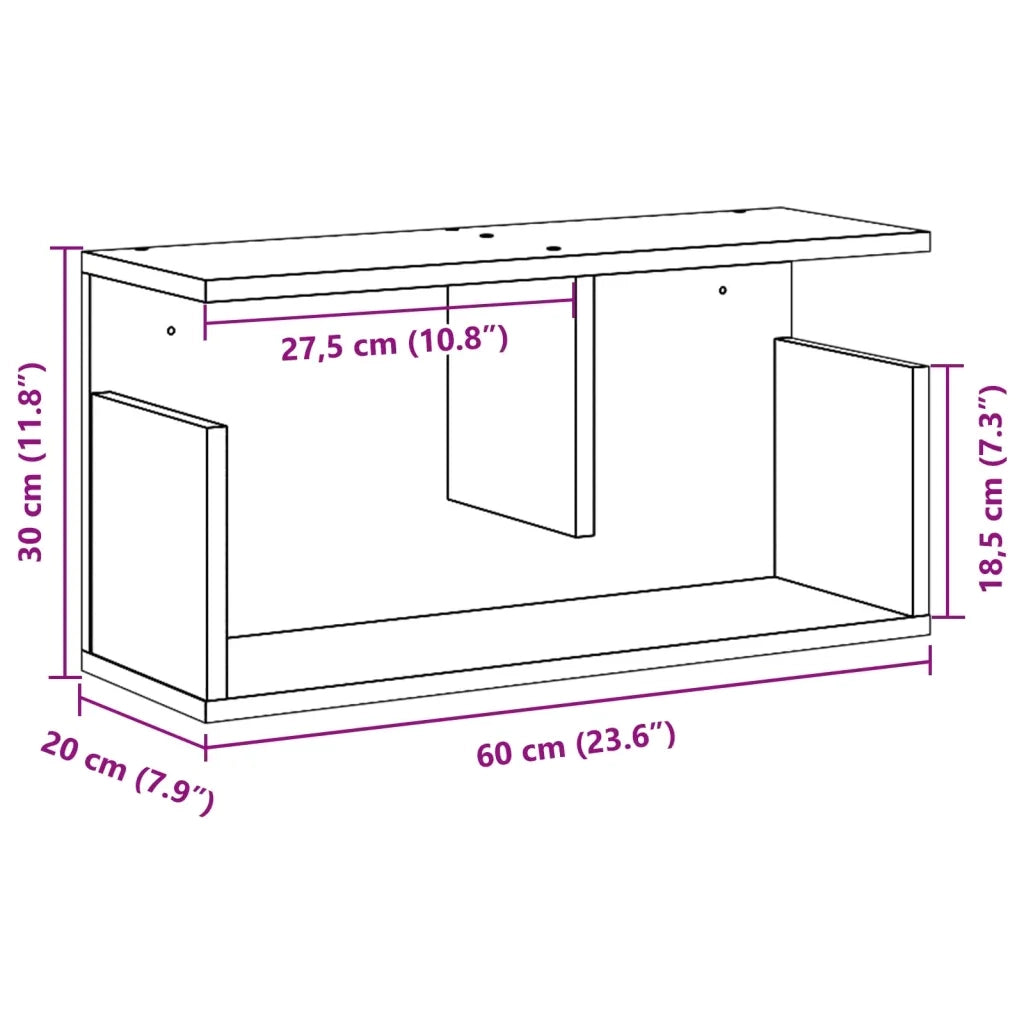 Mobile a Parete 60x20x30 cm Bianco in Truciolato