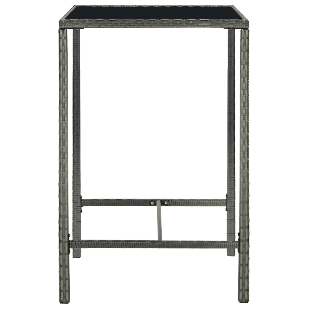 Set Bar da Giardino 3 pz con Cuscini in Polyrattan Grigio cod mxl 36174
