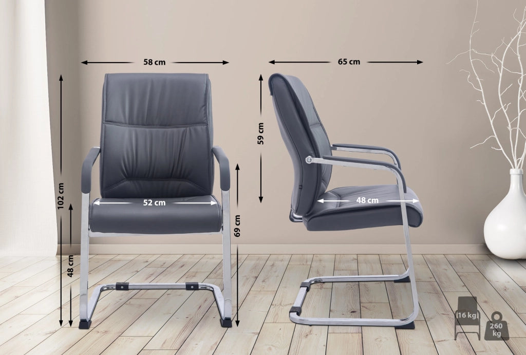 Sedia XL Anubis in similpelle grigio