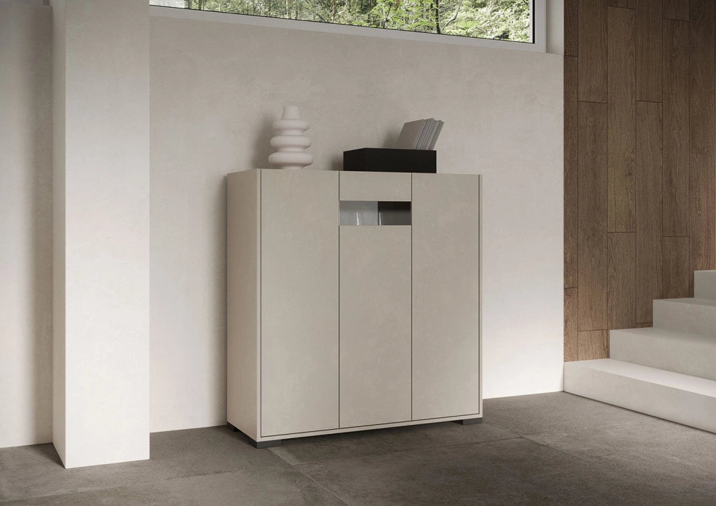 Credenza alta 3 ante 100x35x110 cm cashmere - RIFLESSO