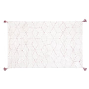 Tappeto orientale moderno con nappe 140 x 200 cm bianco con motivo geometrico rosso