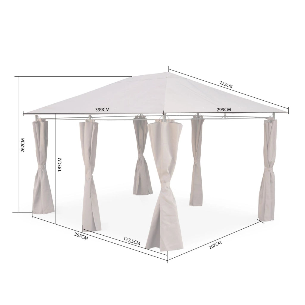 Gazebo da giardino 3x4m struttura in alluminio con tende scorrevoli,
