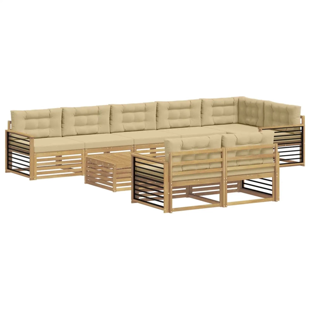 Set di divani da esterno 9 pcs Bianco e Beige Poliestere 3390738