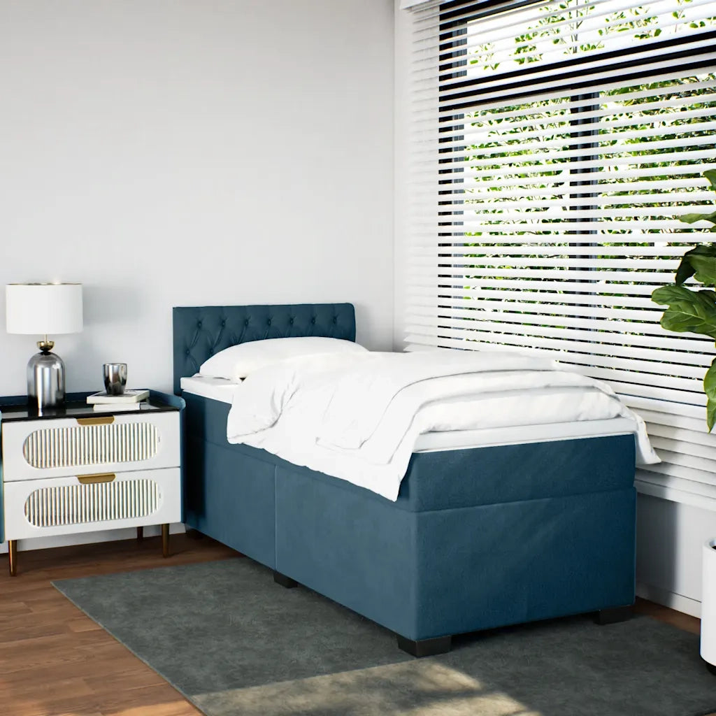 Giroletto a Molle con Materasso Blu 90x190 cm in Velluto 3288496