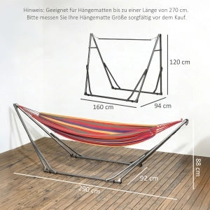 Supporto per amaca pieghevole 2 in 1 con funzione stendibiancheria, struttura in acciaio nero, portata 120 kg