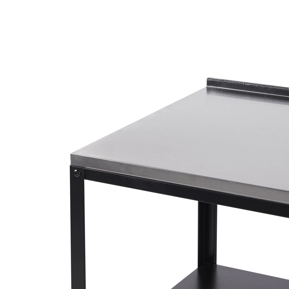 Scaffale per isola da giardino  in acciaio inox nero 50 x 50 x 92 cm con 2 ripiani con top cucina  giardino