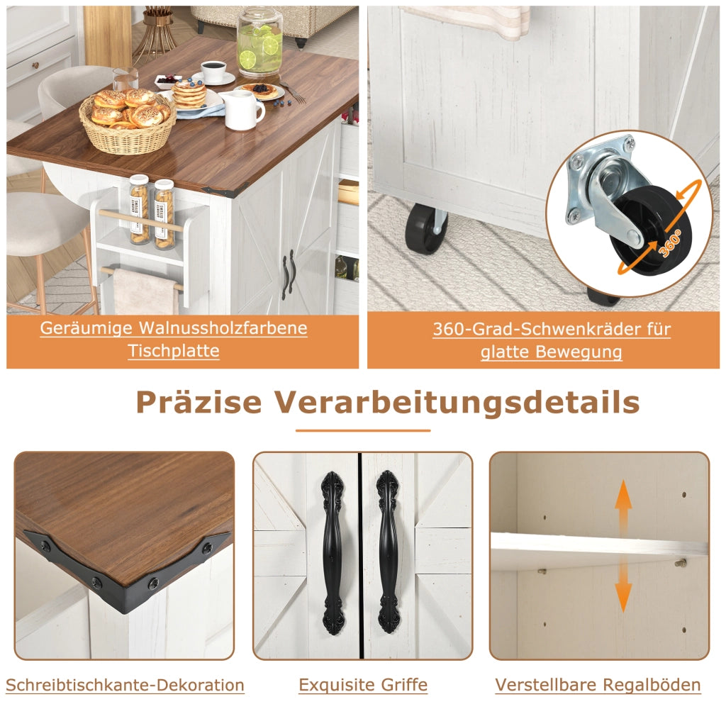 Isola Cucina con Piano Estraibile e 2 Ante 3 Cassetti ¨C MINIMAL ¨C Legno