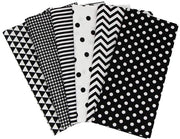 6 pezzi di stoffa in cotone per metro 50 x 50 cm stoffe per patchwork per cucire per ricamare decorazioni DIY per artigianato stoffe a disegni stampati (nero)
