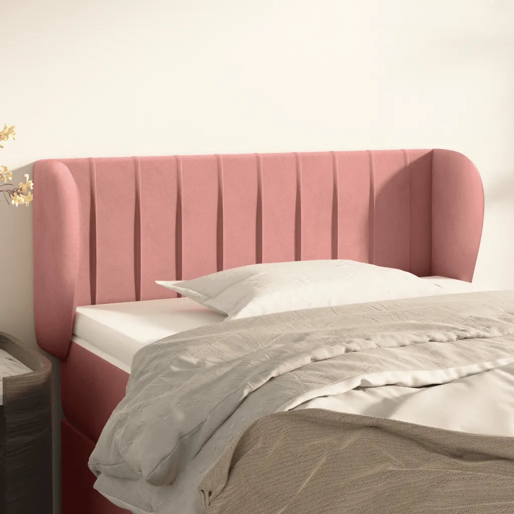 Testiera ad Orecchio Rosa 103x23x78/88 cm in Velluto