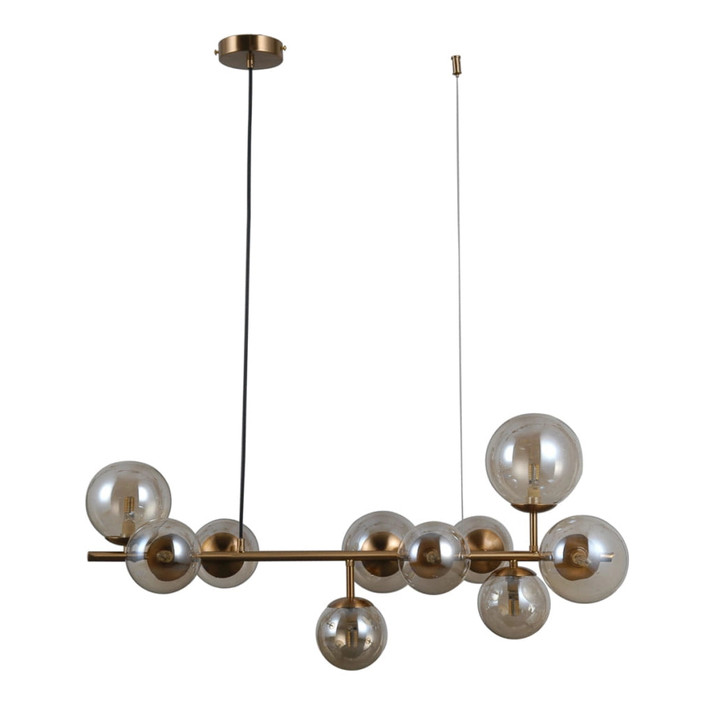 Lampadario sospeso Italux Frontera moderno ottone miele 10xG9