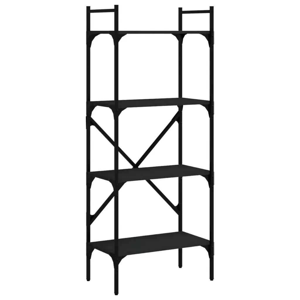 Libreria 4 Ripiani Nera 56x31,5x138,5 cm Legno Multistrato 833338