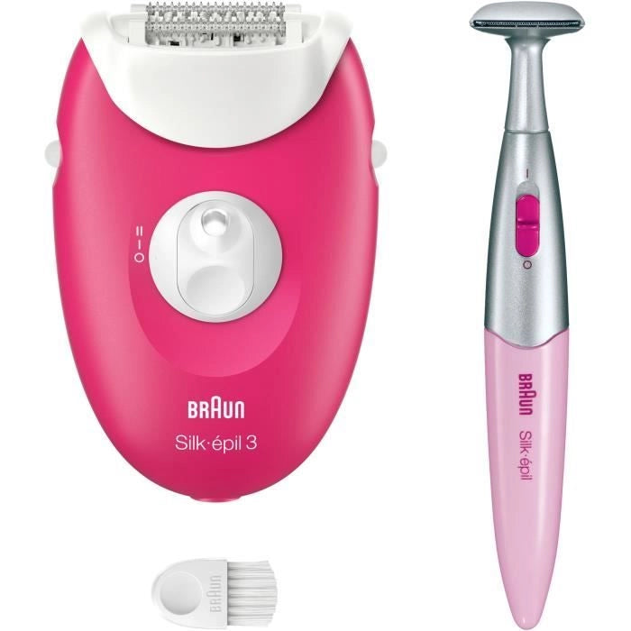 Epilatore elettrico con filo - BRAUN - Silk-épil 3 - Pelle morbida per settimane - 3-202 - Lampone
